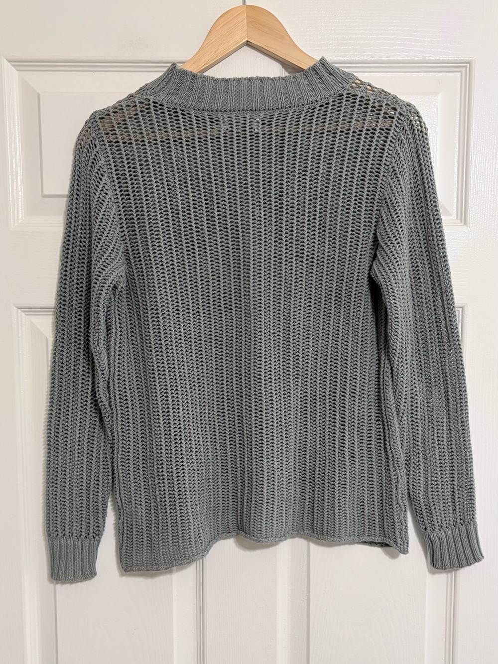Frame  Gray Oversized Open Chain Knit Long Sleeve Pullover Cotton Sweater XS - Picture 2 of 4